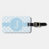 Light Blue Polka-Dot Monogramed Bagagelabel (Voorkant horizontaal)