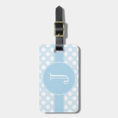 Light Blue Polka-Dot Monogramed Bagagelabel (Voorkant verticaal)