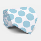 Light Blue Polka Dots on White Custom Necktie Stropdas (Opgerold)