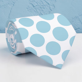 Light Blue Polka Dots on White Custom Necktie Stropdas