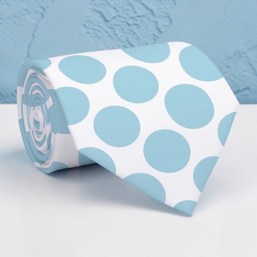 Light Blue Polka Dots on White Custom Necktie Stropdas