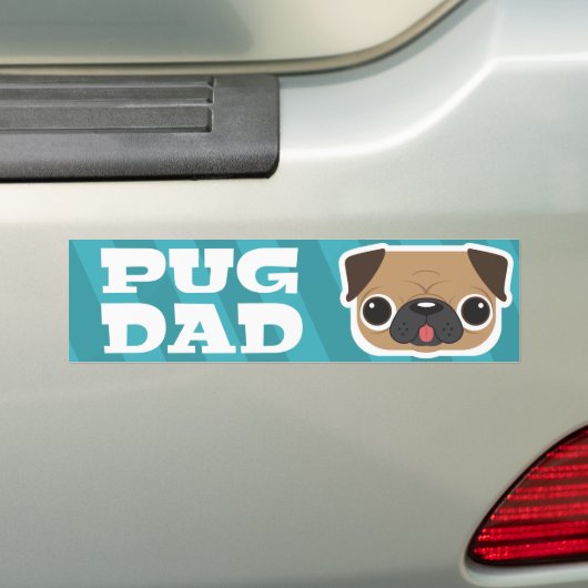 Light Blue Pug Dad Bumpersticker (Op auto)