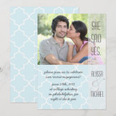 Light Blue Quatrefoil Engagement Party Kaart (Voorkant / Achterkant)