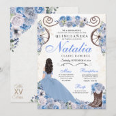 Light Blue Ranchero Princess Dress Quinceanera Kaart (Voorkant / Achterkant)