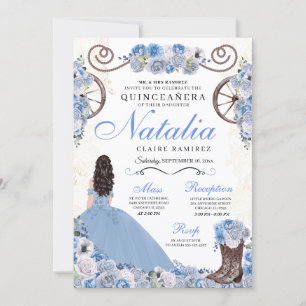 Light Blue Ranchero Princess Dress Quinceanera Kaart