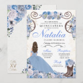 Light Blue Ranchero Princess Dress Quinceanera Kaart (Voorkant / Achterkant)