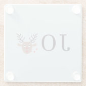 Light Blue Reindeer Joy Festive kerstparty Glazen Onderzetter (Achterkant)