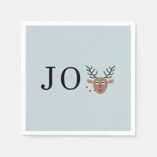 Light Blue Reindeer Joy Festive kerstparty Servet