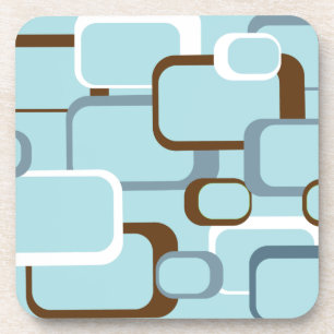 Light Blue Retro Squares Cork Onderzetter