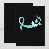 Light Blue Ribbon ButterflyCancer Awareness Kaart (Voorkant / Achterkant)