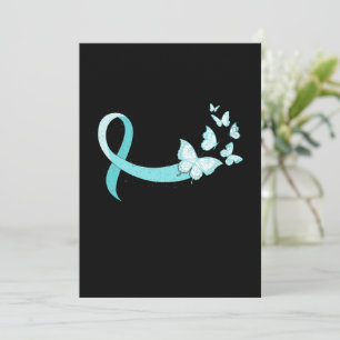 Light Blue Ribbon ButterflyCancer Awareness Kaart