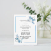 Light Blue Romantic Watercolor Floral Wedding  Informatiekaartje (Staand voorkant)