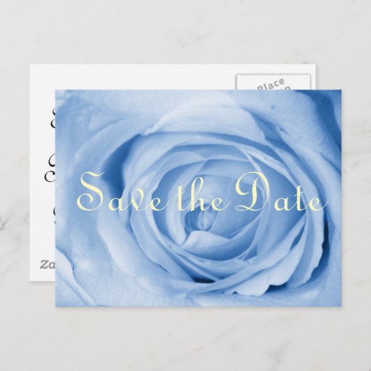 Light Blue Rose Save the Date Aankondigingskaart (Voorkant / Achterkant)