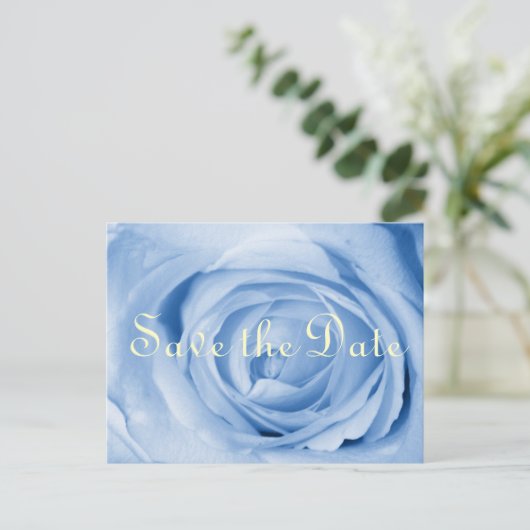 Light Blue Rose Save the Date Aankondigingskaart (Staand voorkant)
