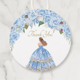 Light Blue Rozen Floral Quinceanera Dank u Bedankjes Labels