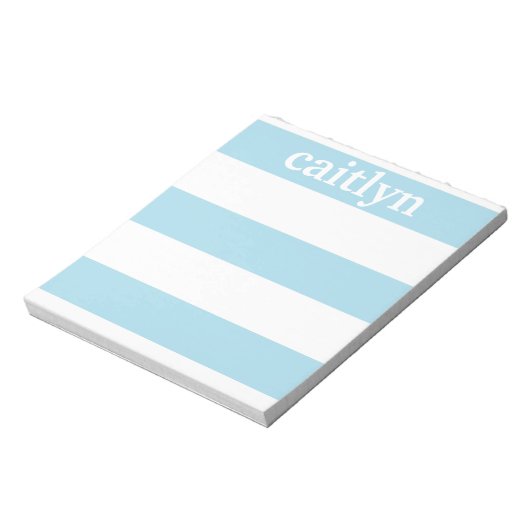 Light Blue Rugby Stripes Personeelsklaar Notitieblok (Linkerzijde)