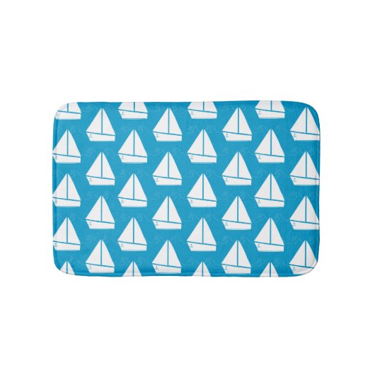 Light Blue Sailboat Patroon Badmat (Voorkant)