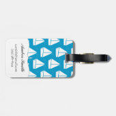 Light Blue Sailboat Patroon Bagagelabel (Achterkant horizontaal)