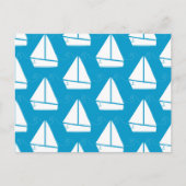 Light Blue Sailboat Patroon Briefkaart (Voorkant)