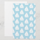Light Blue Sailboat Patroon Briefpapier (Voorkant / Achterkant)