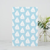 Light Blue Sailboat Patroon Briefpapier (Staand voorkant)