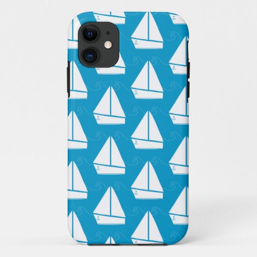 Light Blue Sailboat Patroon Case-Mate iPhone Case (Achterkant)