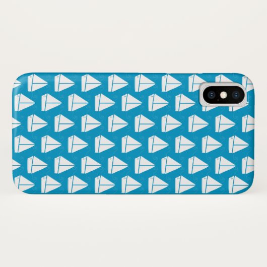 Light Blue Sailboat Patroon Case-Mate iPhone Case (Achterkant (horizontaal))