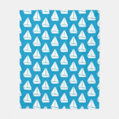 Light Blue Sailboat Patroon Fleece Deken (Voorkant)