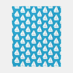Light Blue Sailboat Patroon Fleece Deken