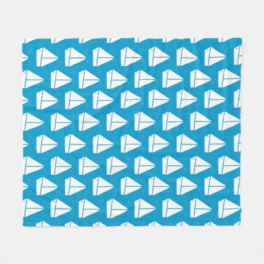 Light Blue Sailboat Patroon Fleece Deken (Voorkant (Horizontaal))