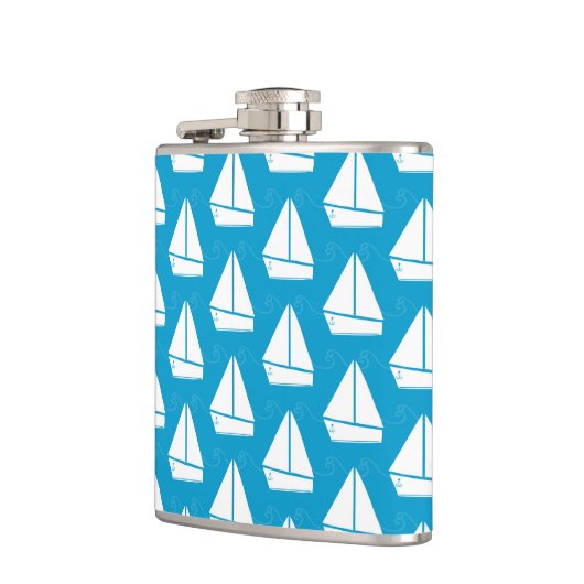 Light Blue Sailboat Patroon Heupfles (Links)