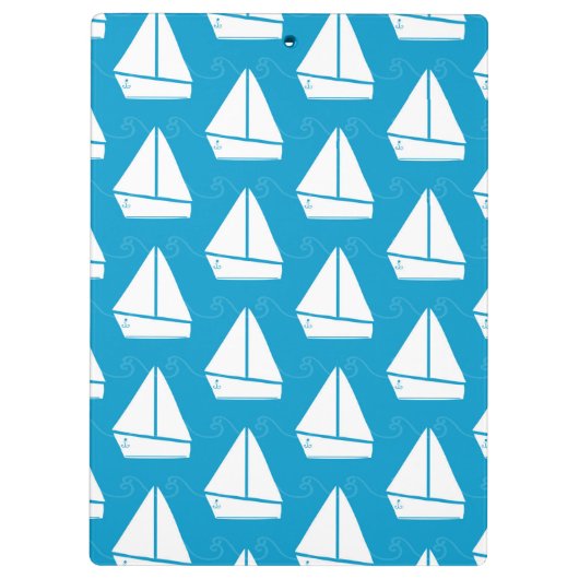 Light Blue Sailboat Patroon Klembord (Achterkant)