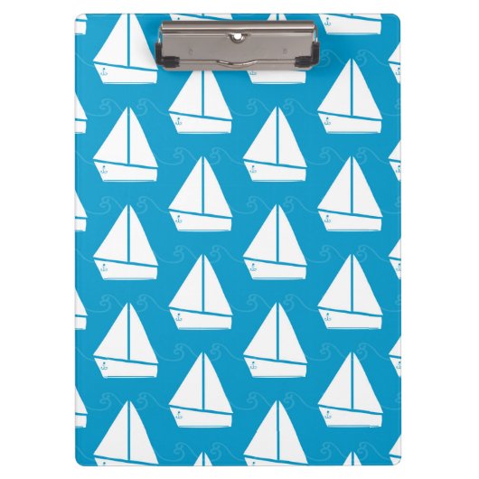 Light Blue Sailboat Patroon Klembord (Voorkant)