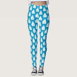Light Blue Sailboat Patroon Leggings