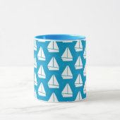 Light Blue Sailboat Patroon Mok (Midden)