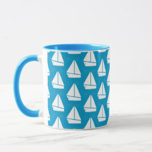 Light Blue Sailboat Patroon Mok