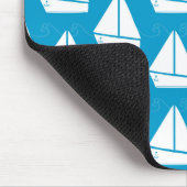 Light Blue Sailboat Patroon Muismat (Hoek)