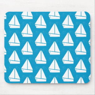Light Blue Sailboat Patroon Muismat
