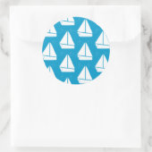 Light Blue Sailboat Patroon Ronde Sticker (Tas)