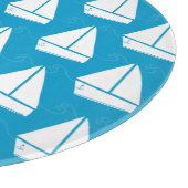 Light Blue Sailboat Patroon Snijplank (Hoek)