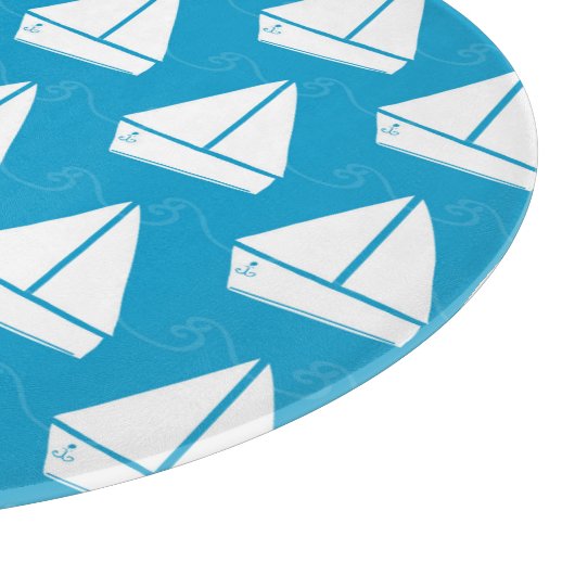 Light Blue Sailboat Patroon Snijplank (Hoek)