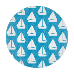 Light Blue Sailboat Patroon Snijplank