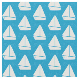 Light Blue Sailboat Patroon Stof