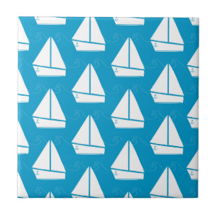 Light Blue Sailboat Patroon Tegeltje
