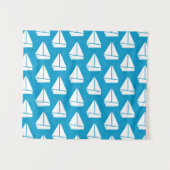 Light Blue Sailboat Patroon Wandkleed (Voorkant (horizontaal))