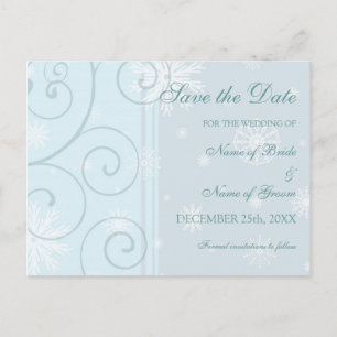 Light Blue Save the Date Winter Wedding Briefkaart