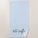 Light Blue-scriptnaam Schattige Strandlaken<br><div class="desc">Licht Blauw Script Naam Schattige Strandlaken</div>