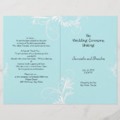 Light Blue Scrollwork Folded Wedding Program (Voorkant)