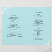 Light Blue Scrollwork Folded Wedding Program (Achterkant)