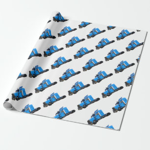 Light Blue Semi Truck in Three Quarter Uitzicht Cadeaupapier